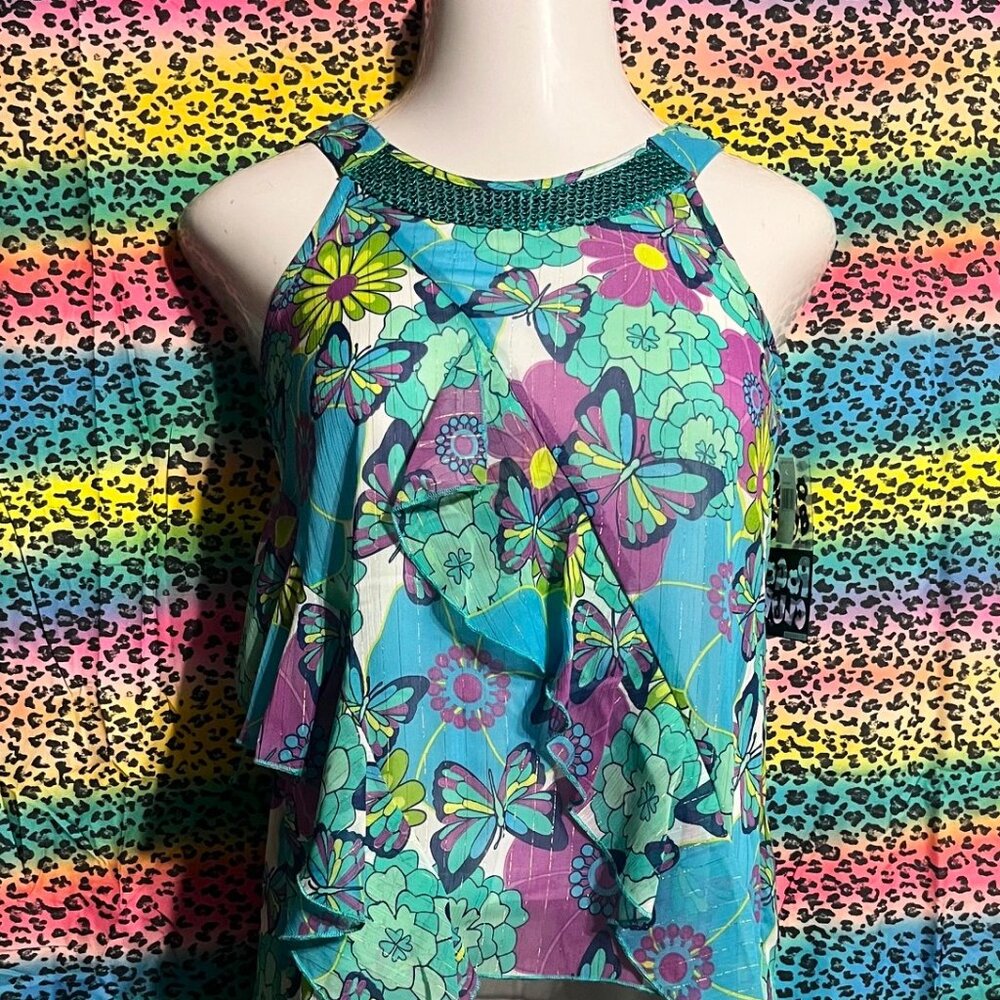 y2k/jojifuku butterfly sequined top